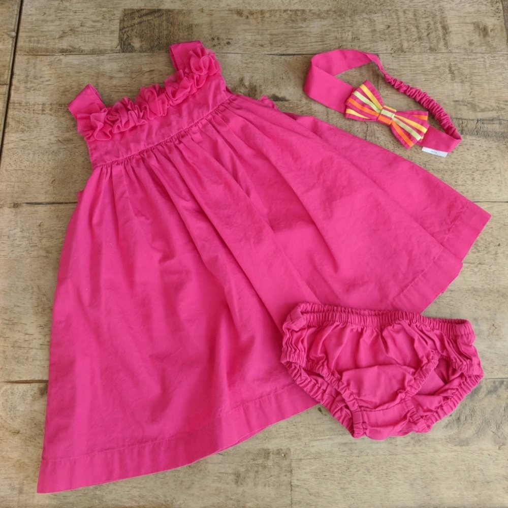 Gymboree pink dress with matching bow